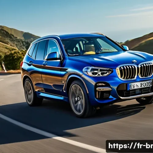 BMW X3와 아우디 Q5의 성능 비교 - A dynamic scene showing a BMW X3 driving swiftly along a winding mountain road during golden hour, h...