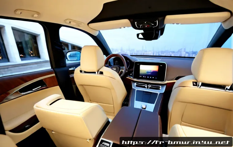 Home 17 BMW X6의 고급 인테리어 옵션 - Photorealistic luxury coupe SUV interior inspired by a premium European vehicle, wide-angle view fro...